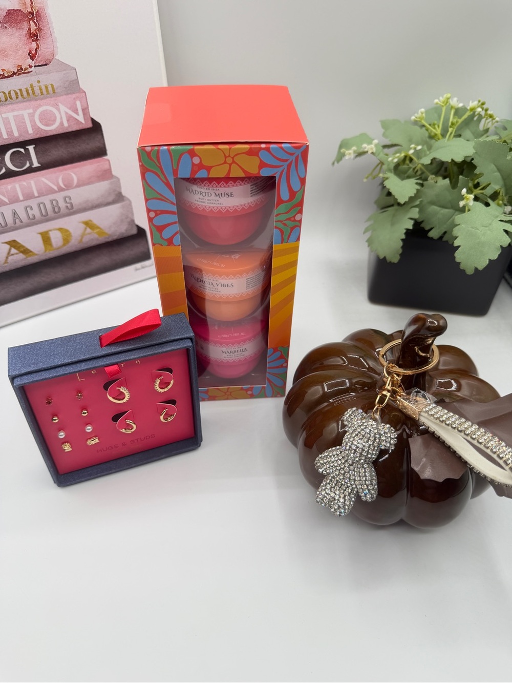Style Bundle - six earrings, body butter and bling bear keychain - NWT
